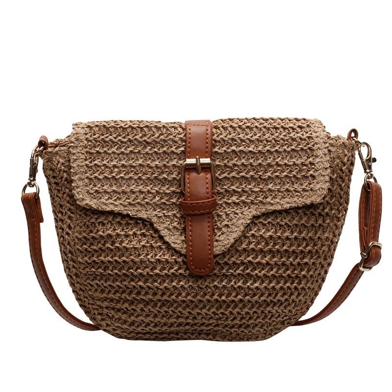 Retro texture literary street shooting seaside vacation small fresh and sweet woven shoulder messenger bag