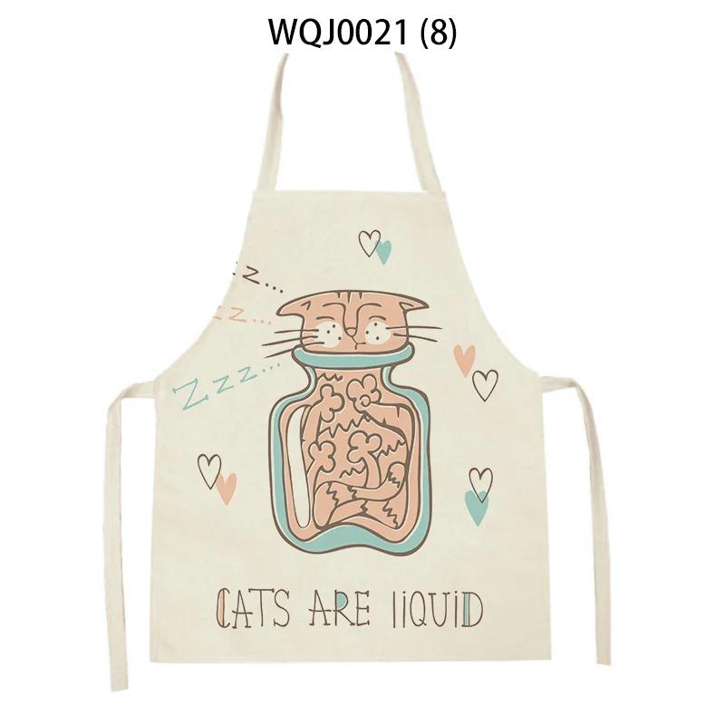 Lovely Owl Cat Pattern Sleeveless Kitchen Aprons Adult Kids Linen Bibs Household Cleaning Pinafore Home Cooking Baking Aprons