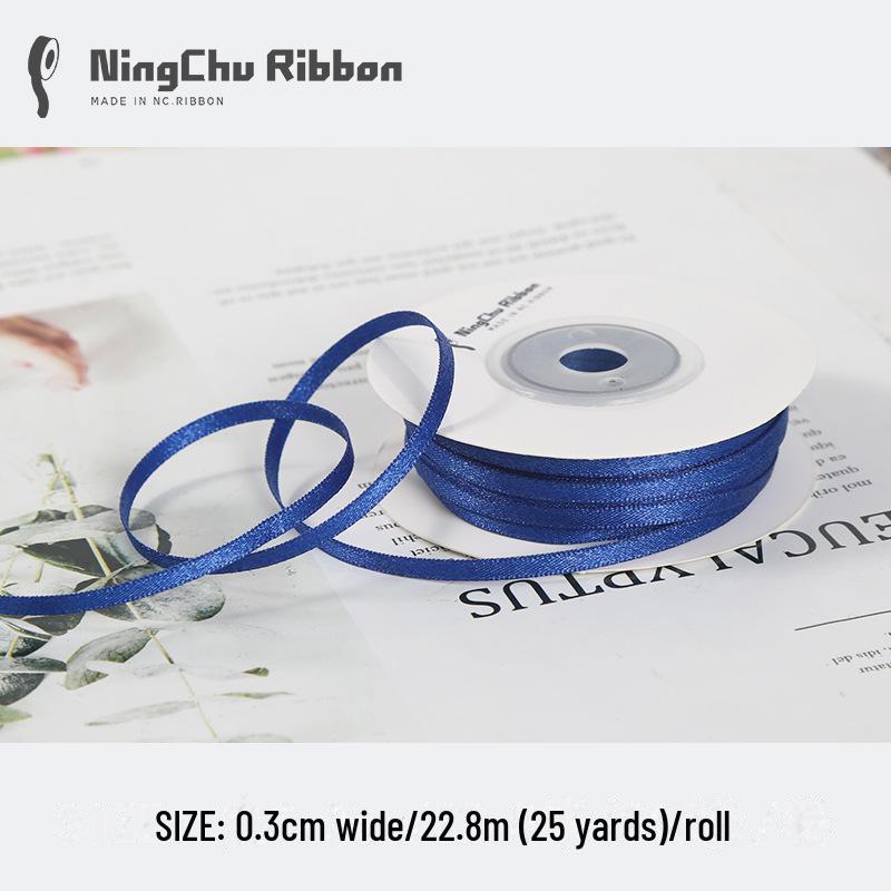 3mm Double-Sided Satin Silk Ribbon for DIY Gifts, Bows, Bouquets, and Baking Packaging