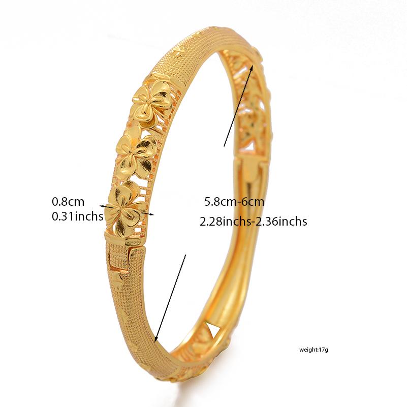 Dubai Gold Color Bangles for Women Men Fashion Flower Jewelry Wedding Party Luxury Quality Bridal Bracelets Gift