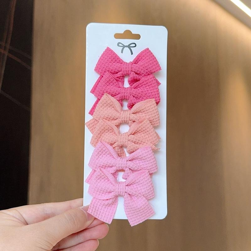 4/6/10Pcs Soft Cotton Bow Hairpin Girl Sweet Design Hairpin Color Block Delicate Hairgripe Barrettes Kawaii Child Accessories