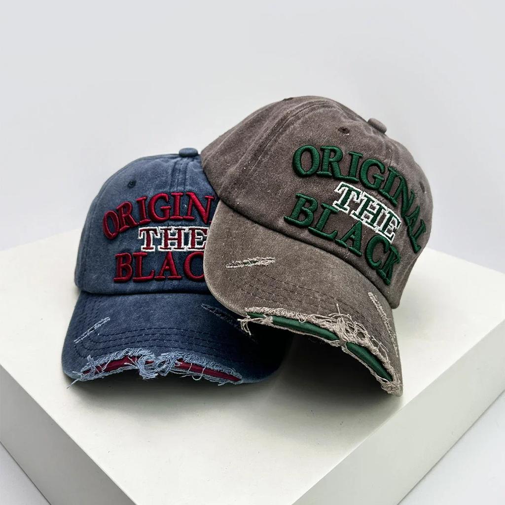 New Unisex Embroidered Letters Retro Baseball Hats Sunshade Broken Style Versatile Personal Peaked Caps Fashion Distress Street