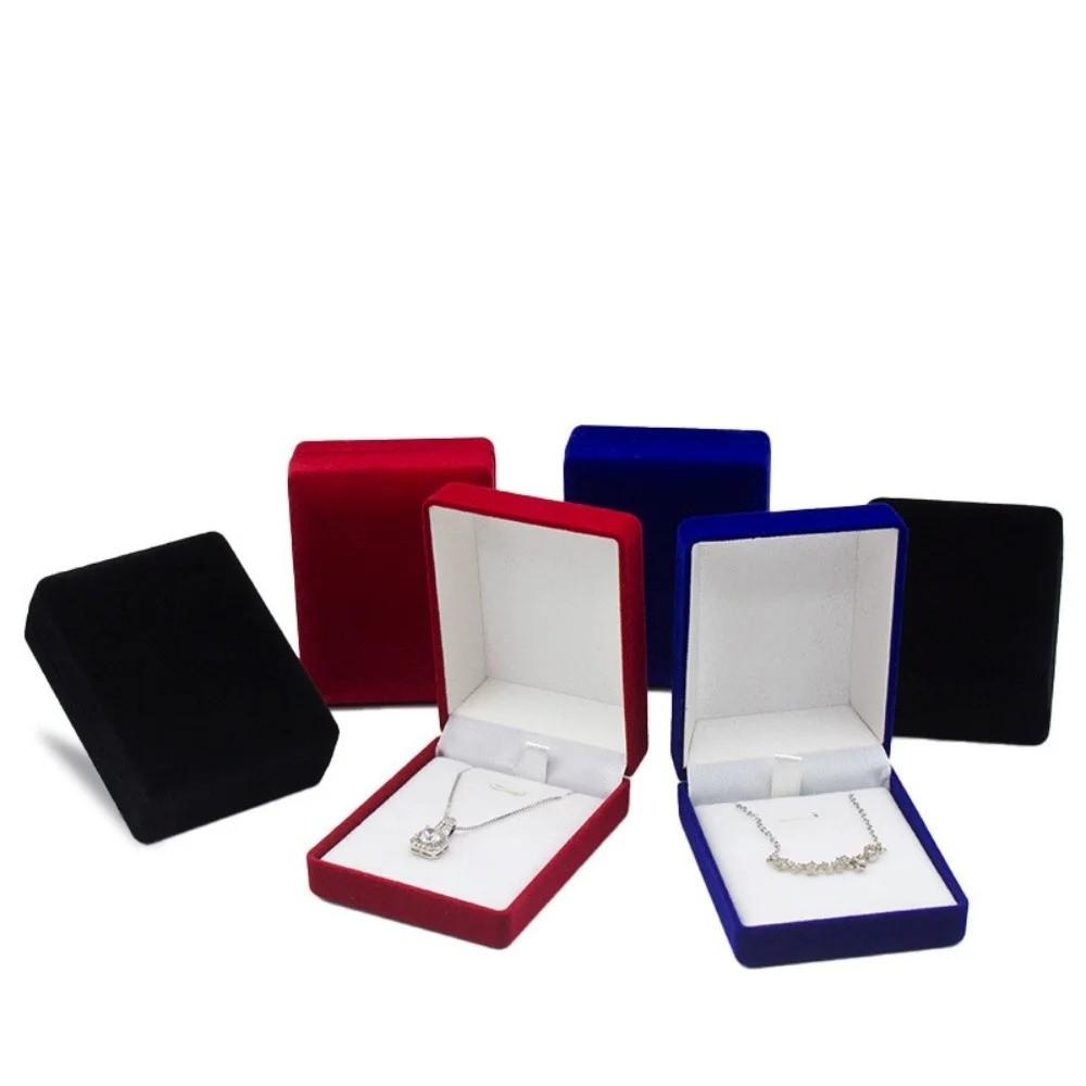 Velvet Necklace Storage Box Solid Color Necklace Holder Fashion Jewelry Display Box Necklace