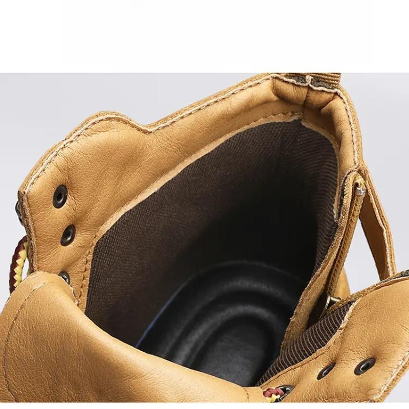 Men's High-Top Boots Genuine Leather Breathable Work Boots Trendy Autumn Winter Ankle Boot