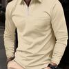 Men's Long-Sleeve Polo Shirt with Zipper Pocket - Casual Fit for Spring/Autumn