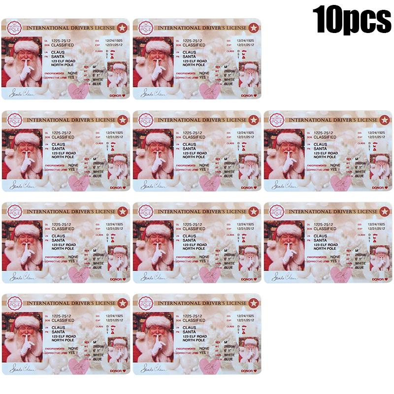 5-10 Cards Santa Claus Drivers Licence Merry Christmas Gift For Children Kids Favors 2025 New Year Party Decoration Supplies