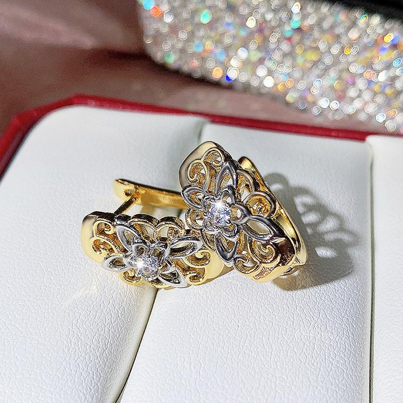 BELLA BOX Vintage Flower Hoop Rings For Women Retro Dance Party Daily Wear Temperament Sweet Female Accessories Hot Jewelry