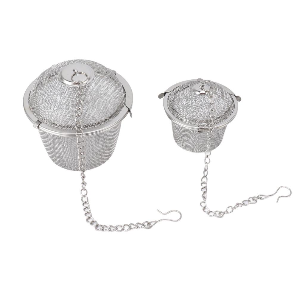 2pcs Mesh Tea Ball Stainless Steel Tea Strainer with Long Hook Chain for Spice Soup Tea Herbs Diameter: 4.5cm 1.8in+