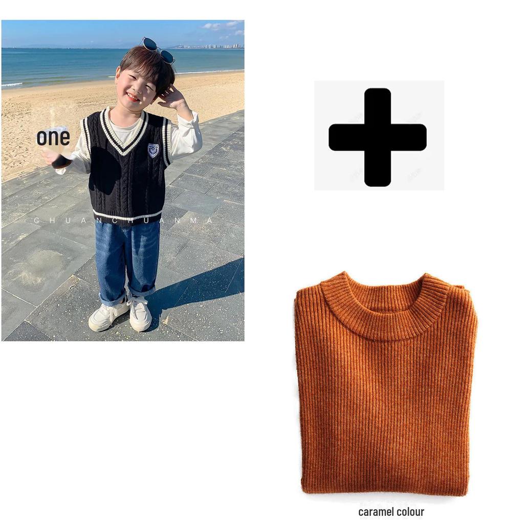 Dziecięca kamizelka swetrowa w stylu college - Wiosenno-jesienna dziergana kamizelka dla chłopców i dziewcząt