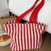 1Pcs Female Daily Shopping Bags Simple Striped Women'S Canvas Casual Shoulder Bags Fashion Large Capacity Ladies Tote Handbags