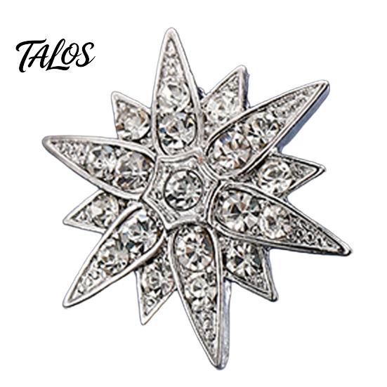 Men Formal Accessory 1/2Pcs Double-Layered Eight-Pointed Star Lapel Pin with Rhinestones, Thickened Alloy Decorative Brooch Safety Buckle for