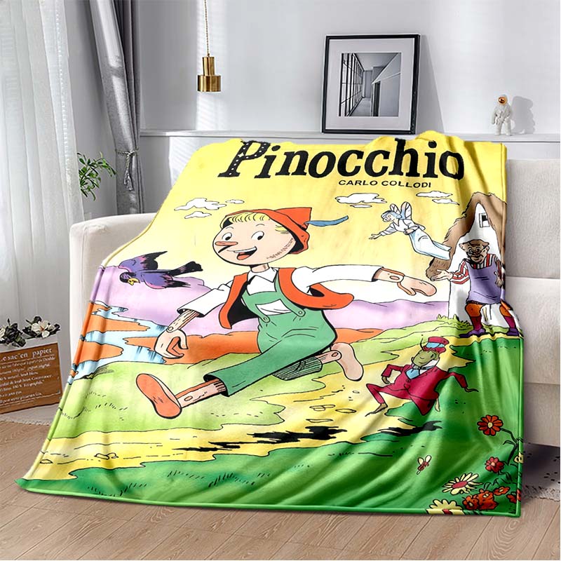 Pinocchio Flanell-Kuscheldecke, Vintage Comicbuch-Story-Print Weiche Decke für Sofa Schlafzimmer Heimdekoration