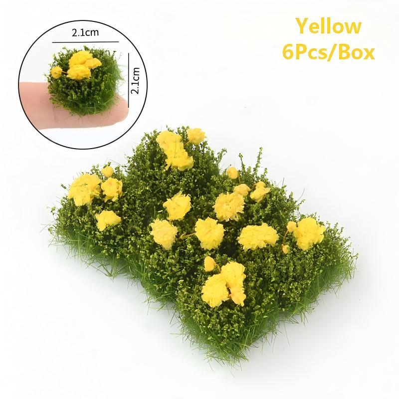 Model Mini Artificial Flower Cluster 6Pcs for Diorama Sand Table Railroad Scenery Layout Realistic Plant Decor Set