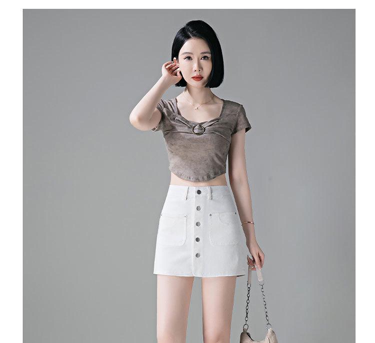 Spring 2026 Women's Retro Denim High-Waist Skort - Slimming, A-Line Design