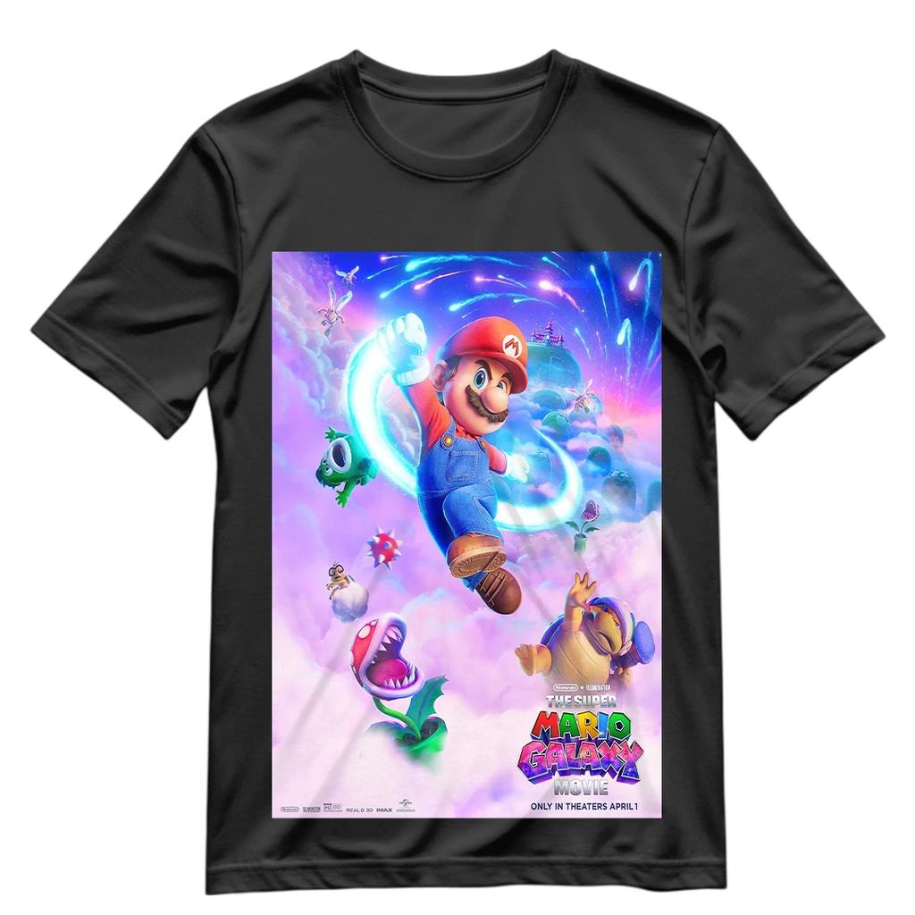 The Super Mario Galaxy Movie T-shirt Men Women Summer Cotton Clothing Cartoon Fashion Round Neck Short Sleeved Tees Fan Gifts