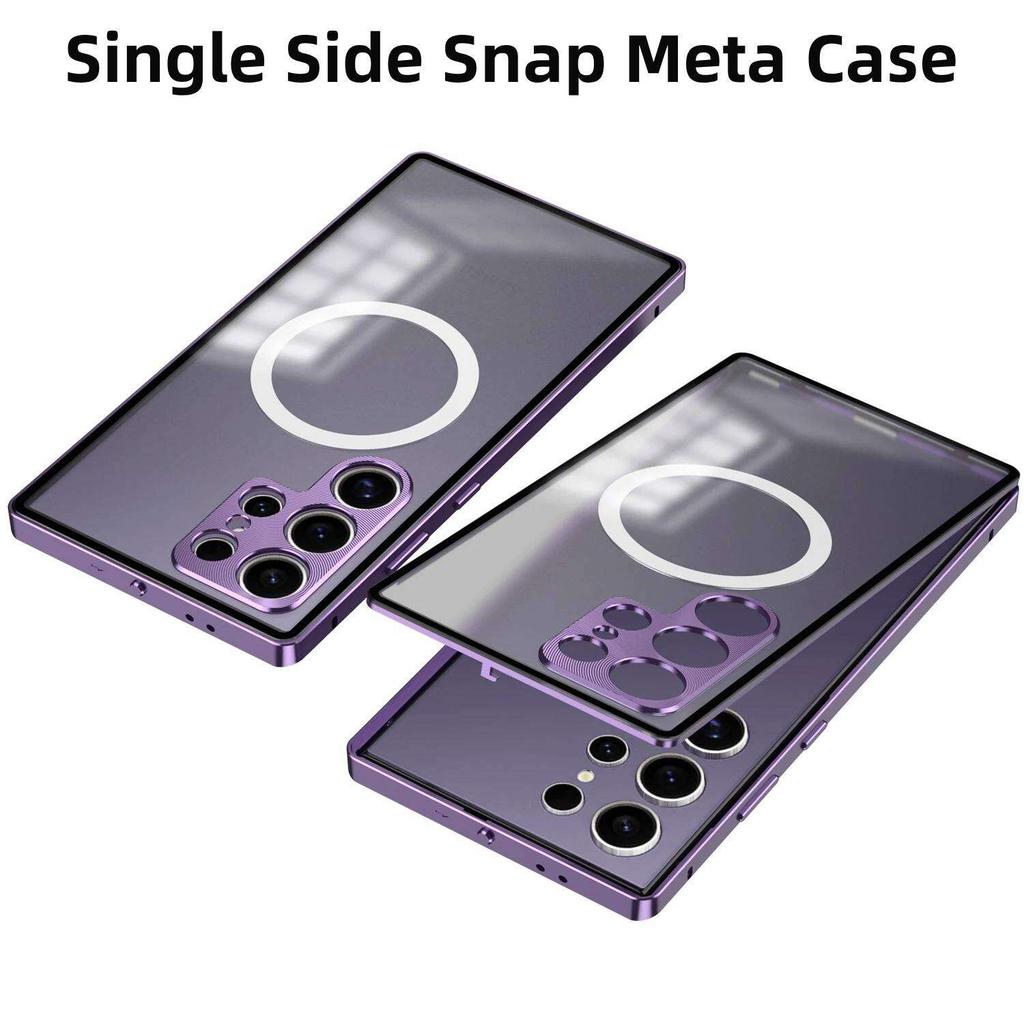 Magnetic Case for Samsung Galaxy S25 Ultra S24 S23 Plus S25+ S24+ Magsafe Metal Spring Aluminium Alloy Lens Protection Matte Back Phone Bumpers