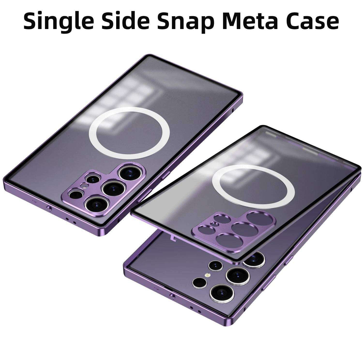 

Magnetic Case for Samsung Galaxy S25 Ultra S24 S23 Plus S25+ S24+ Magsafe Metal Spring Aluminium Alloy Lens Protection Matte Back Phone Bumpers Galaxy S25 Ultra фиолетовый
