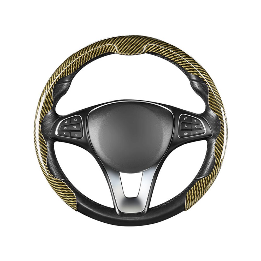 Carbon Car Handle Cover D Cut O Cut Steering Wheel Cover Protector 38cm Universal Non-slip Carbon Fiber Steering Wheel Case