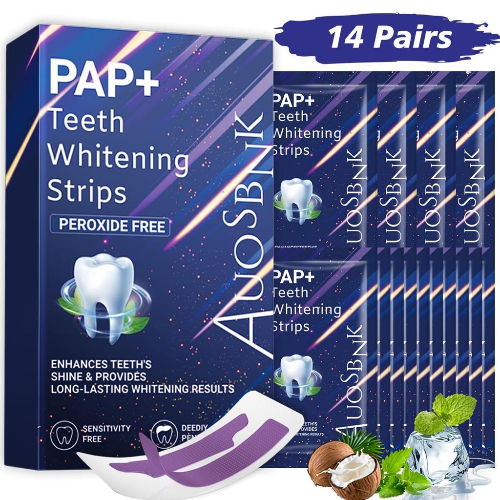 PAP+ Whitening Strips, Zahnschmelzsicher, Entfernen Kaffee- und Raucherverfärbungen, Beste PAP Zahnaufhellungsstreifen für empfindliche Zähne, Weihnachtsgeschenk-7/14/21 Paare