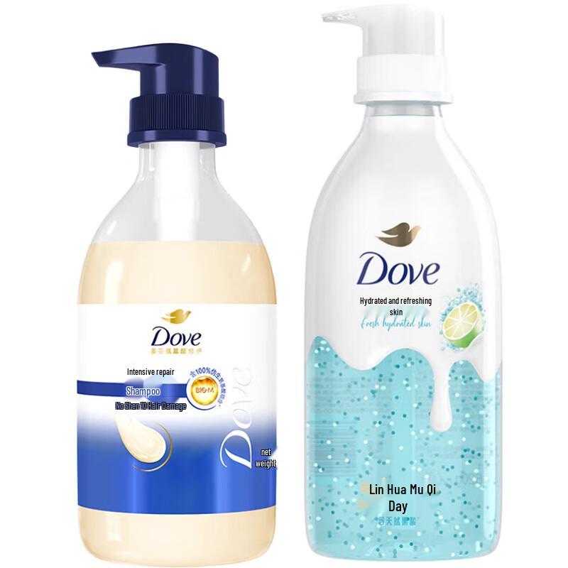 Dove Nourishing Shampoo & Glacier Sea Salt Shower Gel Set