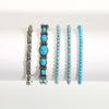 Bohemian Beaded Bow Knot & Turquoise Bracelet Set - 5 Pieces