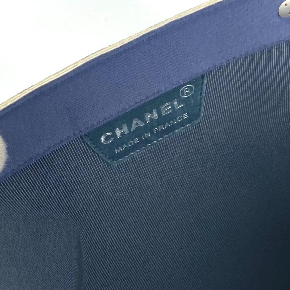 CHANEL Metal handle Bag Tote Bag Hand Bag polyamide Navy