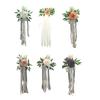 6 Stück elegante weiße künstliche Blumenstuhldekorationen, Bänke, Kirchenbänke, Blumen mit Bändern für Hochzeitsgang, Party-Versorgung