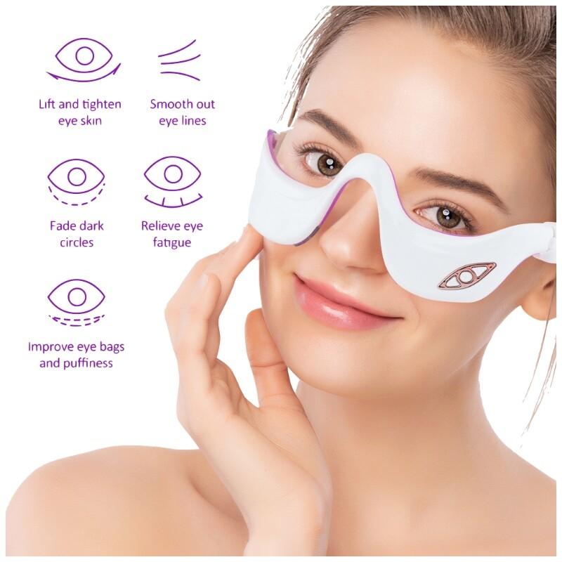 LED Micro Current Pulse Eye Massager Relieves Eye Fatigue Fades Dark Circle Anti Wrinkle Heat Therapy Eye Beauty Device Current