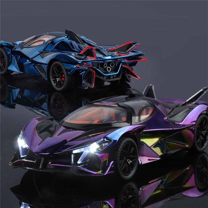 1/24 Apollo Project EVO Alloy Sports Car Model Diecasts Metal Electroplated Racing Car Vehicles Model Sound Light Kids Toy Gift