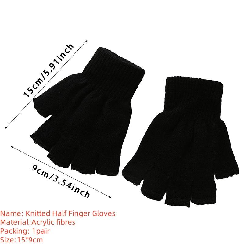 

Unisex Winter Warm Knitted Half Finger Gloves Women Men s Solid Black Gray Fingerless Stretchy Elastic Mittens Guantes Mujer