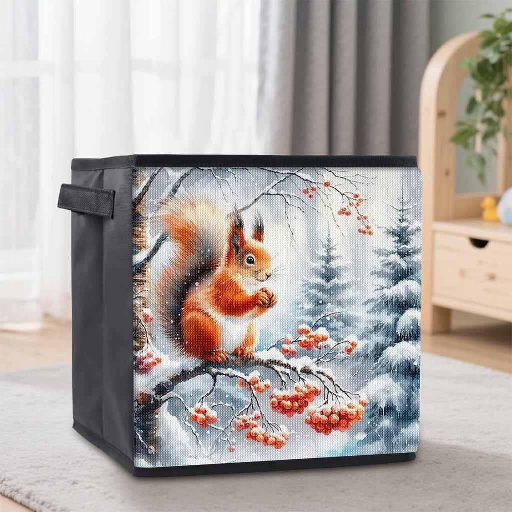 The Squirrel on The Branch 5D Diamond Painting Storage Basket Full Round Drill Mosaic Diamond Embroidery Cross Stitch Kits Home Decor Home Decor