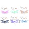 Girls Butterfly Wing Elf Wing with Elf Ears Flower Wreath Halloween Costume Accessories for Girl Christmas Wedding