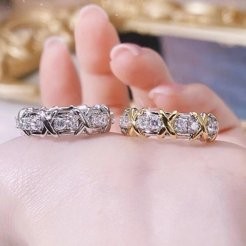 High Qulity Classic Sale Selling New 2023 Hot Brand Luxury Jewelry Rings For Women Wedding Cross X Engagement Party Classic Gift