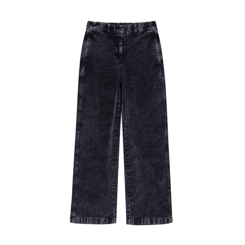 nau W Garment-Dyed Corduroy Semi-Loose Pants Navy