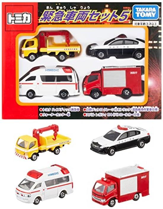 Takara Tomy Tomica Notfallfahrzeug Set 5 Miniaturautos geeignet ab 3 Jahren konforme Spielzeugsicherheitsstandards ST-Zeichen-Zertifizierung.