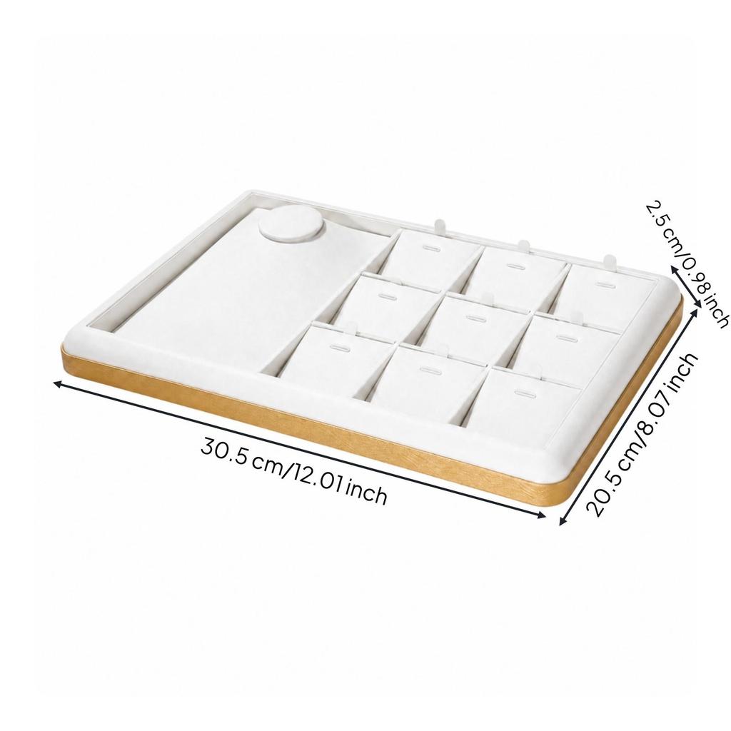 Soft PU Jewelry Display Tray Sleek Rectangular with Raised Border
