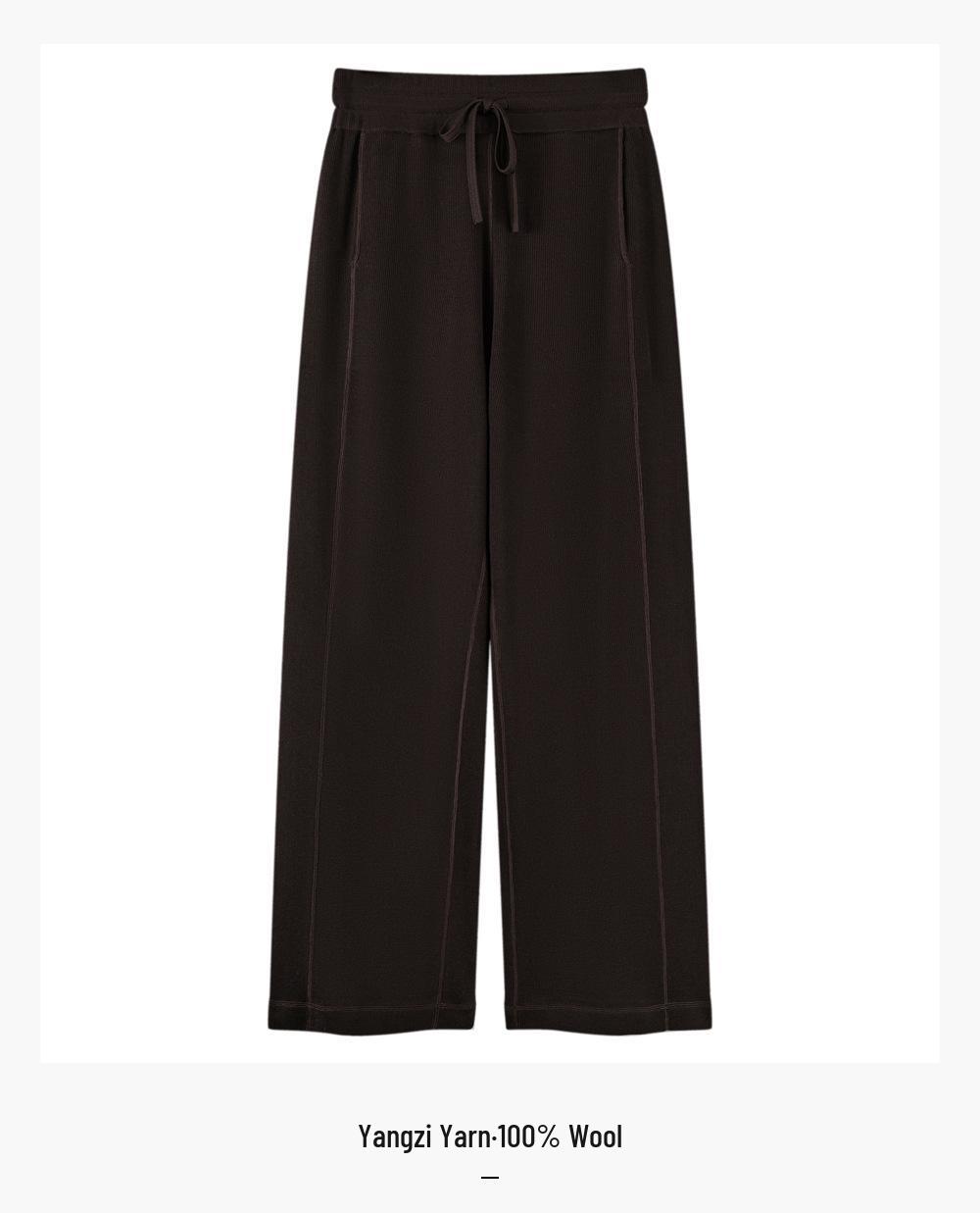 

Autumn/Winter Women s High-Waisted 100% Wool Wide-Leg Trousers with Center Seam & Hidden Pockets Extra Large кофейный