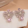 Eingelegter Strass Schleife Wassertropfen Fransen Ohrring für Damen Leichter Luxus High-End Hängeohrringe Süße Mode Zirkon Großhandel