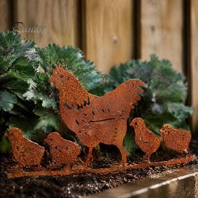 Figure da Giardino Scavate e Intagliate, Pali Animali Arrugginiti per Giardino, Sagoma Decorativa in Metallo di Gallina/Pollo/Capra/Cervo per Regali Appassionati Prato Patio Fiore