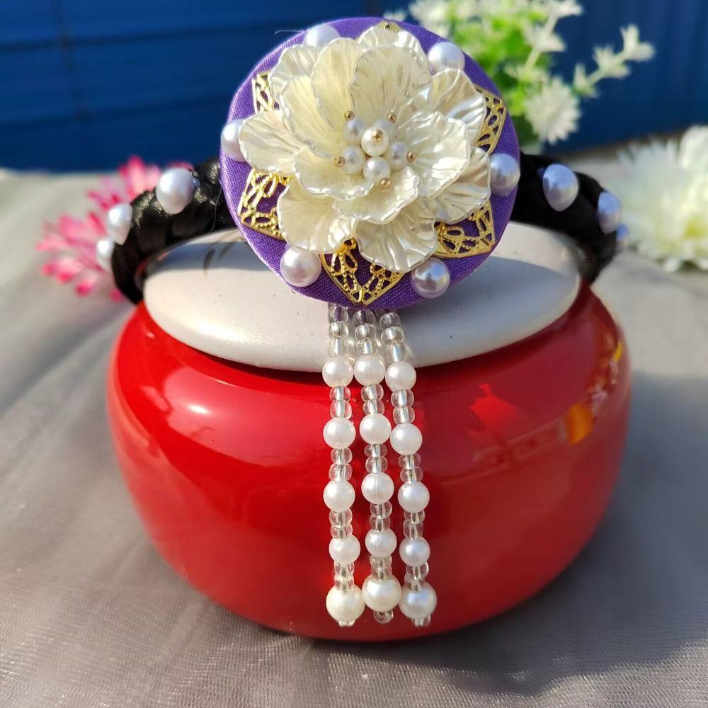 Pearl Hanbok Hairband Flower Stage Dance Hair Hoop Classical Korean Headband Girls