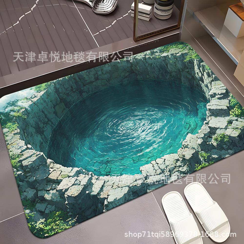 

3D Визуальная Ловушка Напольный Коврик Грязеотталкивающий и Износостойкий Придверный Коврик Ванная Комната Впитывающий и Противоскользящий Коврик 60 * 90Cm