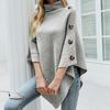 Winter Autumn High Neck Knitted Sweater Comfortable Casual Shawl Cape Solid Color New Fashion