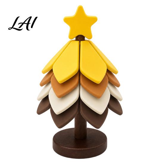 Holiday Table Decoration Christmas Tree Shaped Silicone Trivet Set Collapsible Heat Resistant Hot Pad Rustic Kitchen Accessory with Storage