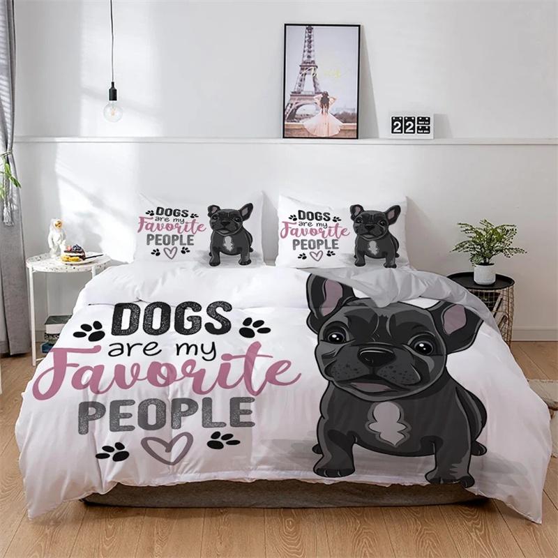 3D French Bulldog Bedding Set Cute Puppy Duvet Cover Cartoon Pet Animals Home Textiles Queen King Full 2 3Pcs