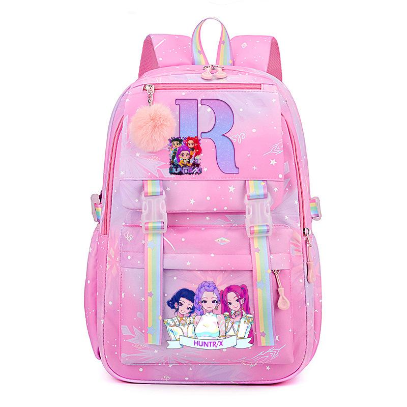 Anime Cartoon Letter Print Small Fresh Rainbow Backpack Korean Version Trend Student Large Capacity Schoolbag