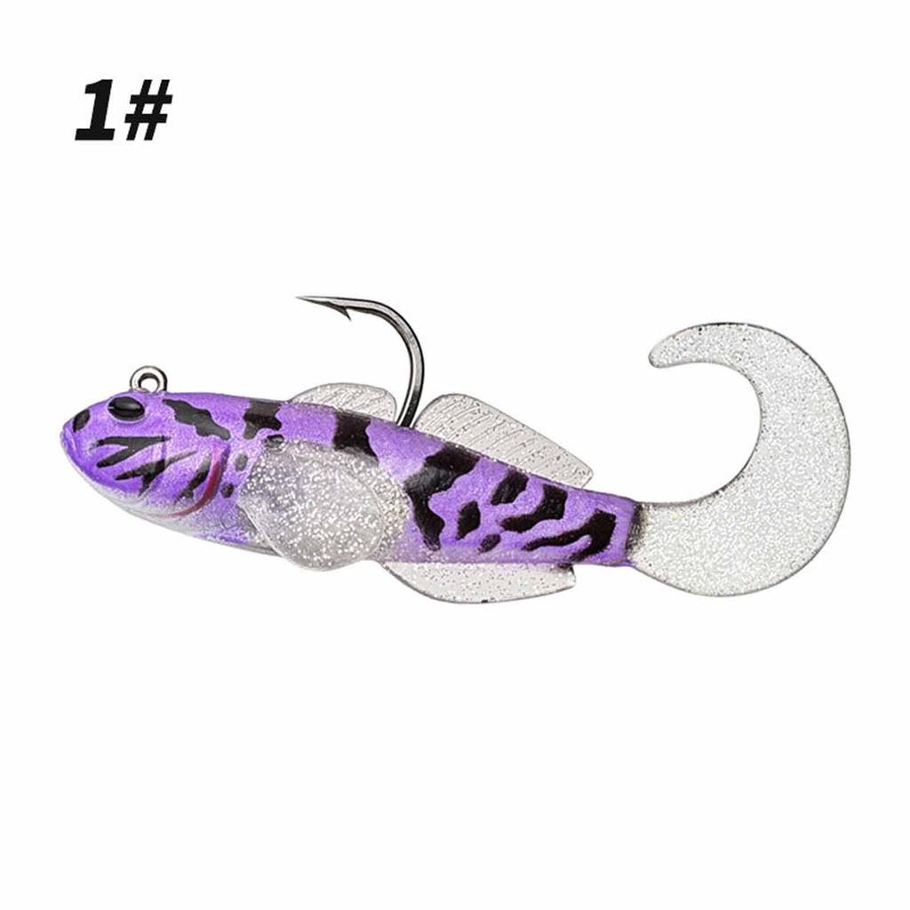Barbless Single Hook Soft Fishing , Fish Tail Imitation for Bass & Fishing