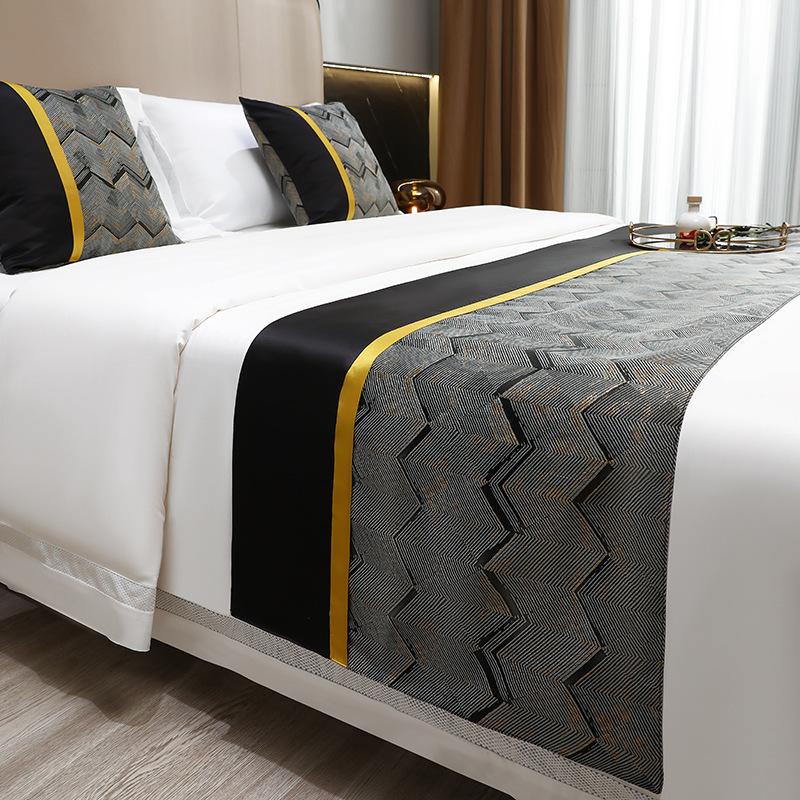 Hotel Bed Runner Wave Pattern Geometric Art Creative Design Home Homestay Bed Cover Universal Bedding Durable and Dirt Resistant