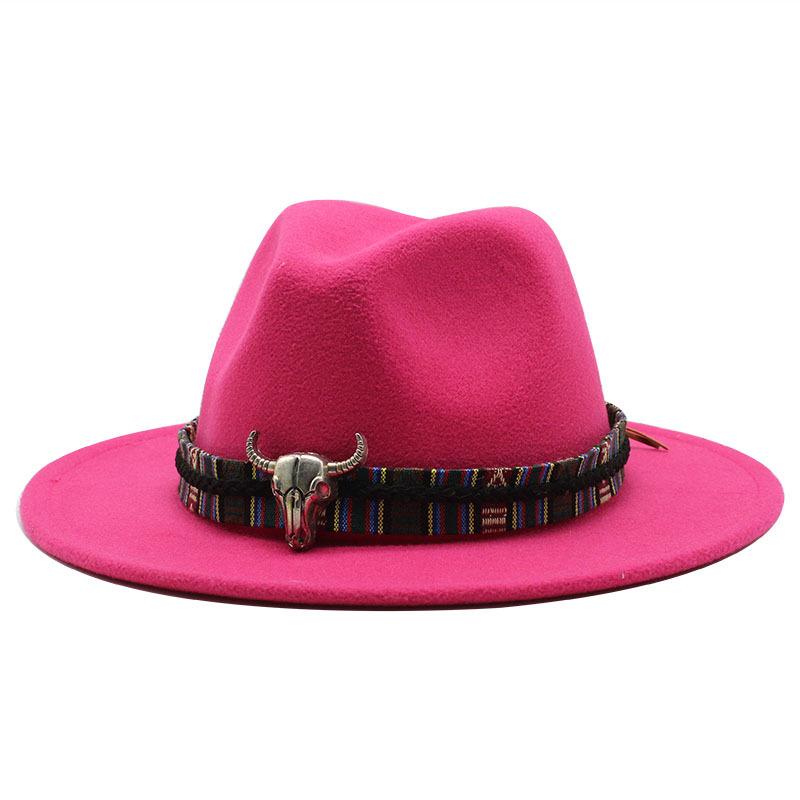 Woolen Jazz Top Hat Women'S Minority Style Flat-Brimmed Big Eaves Hat