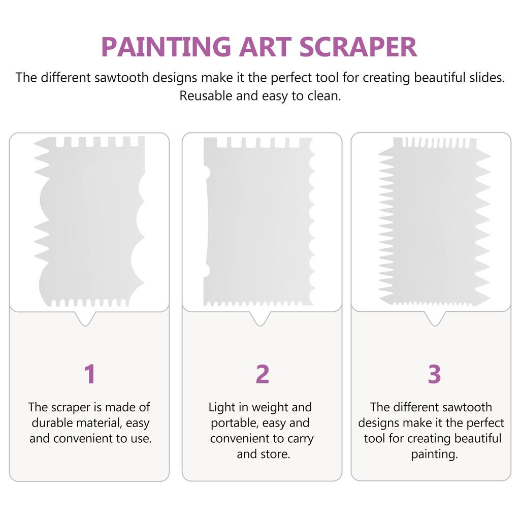 Lurrose Paint Scrapers, Acrylic Painting Tools, Durable, Lightweight, and Portable, Perfect for Home, School, and Students, Set of 7, White