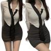 Women's Autumn Slim Fit White Shirt & Hip Skirt Set - Long Sleeve, Pure Desire